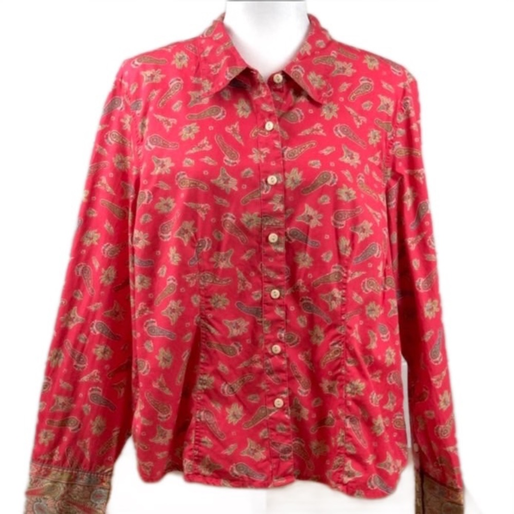 LIZ CLAIBORNE Paisley Boho Indie Vintage 90s Y2K Blouse XL